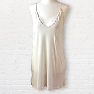 OLD Navy white cami tunic top skinny straps scoopneck t-back w/lace details SZ S